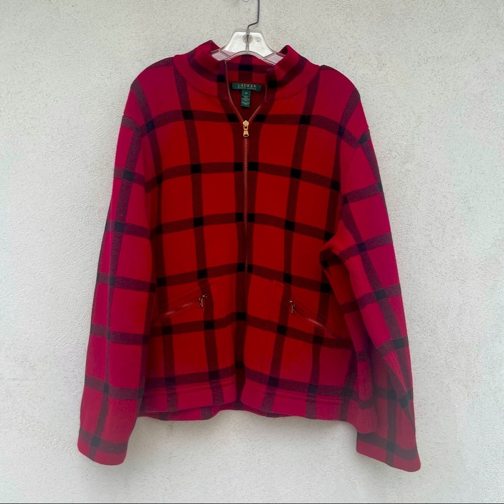 Lauren Ralph Lauren red full zip sweater top 3X
